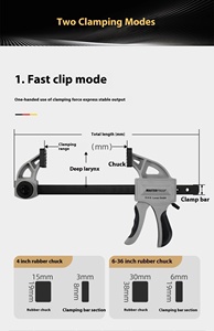 Kẹp công nghiệp <span class=keywords><strong>6</strong></span> inch để lắp ráp Kẹp thanh chế biến gỗ f-clip nặng sửa chữa nhanh cho các dự án tự làm - Product Image 3