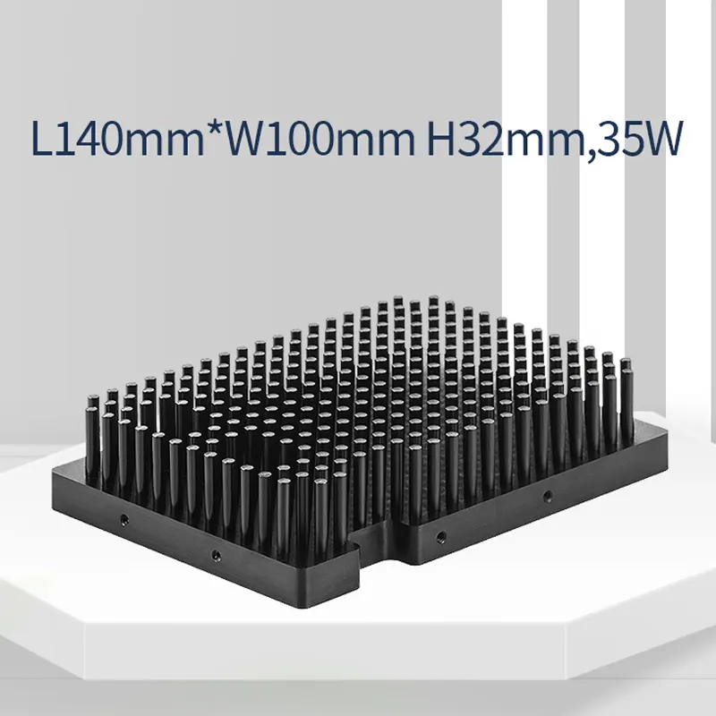 Shenzhen come 35W 140mm x 100mm altezza 32mm Pc nero in alluminio Pin dissipatore di calore per Hardware elettronica