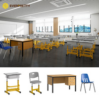 Proyecto Educativo: Muebles Escolares Duraderos, Conjunto de Silla y Escritorio Ajustable para Estudiantes con Cesta para Libros