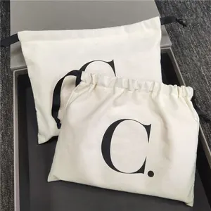 Chuanghua Personalizado Natureza Algodão Crianças Roupas Malote Embalagem Sacos De Algodão Com Logotipo Impresso Personalizado Saco De Poeira De Luxo