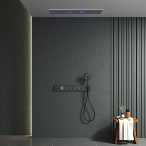 Set <span class=keywords><strong>Doccia</strong></span> a Pioggia con Miscelatore <span class=keywords><strong>Termostatico</strong></span> a Soffitto in Ottone con Luci LED e Barra Scorrevole a Parete - Product Image 3