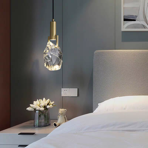 नए आगमन कमरे के बेडरूम इनडोर लक्जरी सजावट कॉपर क्रिस्टल बेडसाइड पेंडेंट एलईडी लाइट आधुनिक - Product Image 3