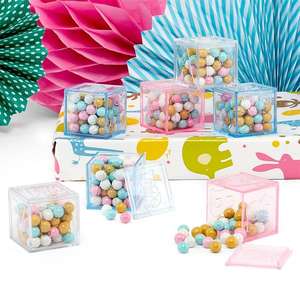 Boîte à bonbons en acrylique coloré pour bébé, boîte à dragées en plexiglas, blocs de construction en acrylique pour bébé, alphabet rempli de blocs en plexiglas pour fête de bébé - Product Image 1