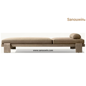 Chaise longue moderne en teck <span class=keywords><strong>haut</strong></span> <span class=keywords><strong>de</strong></span> <span class=keywords><strong>gamme</strong></span> avec coussin Mobilier d'extérieur en bois portable en finition patinée pour la détente - Product Image 4