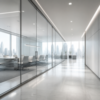 Cloisons de bureau modernes insonorisées en verre avec système modulaire à cadre en aluminium pour écoles, hôpitaux et bureaux