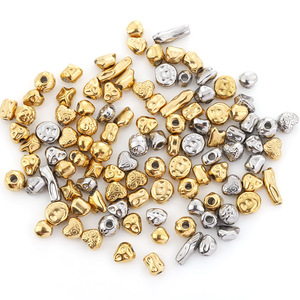 Perles en acier inoxydable plaqué or 5 mm, perles d'espacement irrégulières pour bracelets DIY, perles en vrac - Product Image 2
