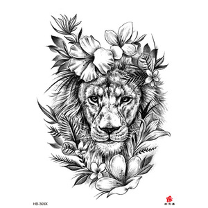 Tatuajes Temporales Realistas de Animales en Papel para Hombres, Mujeres y Adultos - Diseños de <span class=keywords><strong>Lobo</strong></span>, Tigre y Rosa, Adhesivos Blancos Indios Modernos y Sexys - Product Image 5