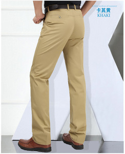 <span class=keywords><strong>Pantalon</strong></span> décontracté pour homme, uni, à devant plat, taille mi-haute, coupe droite ample, tissé – Vente en gros - Product Image 6