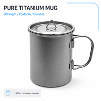 Tasse de camping pliable en titane pur, empilable, résistante au feu, pour l'extérieur et la maison, pour le thé