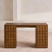 Bureau en chêne américain de qualité supérieure, table de bureau artisanale à motif losanges, ensemble de mobilier central de luxe pour espace de travail