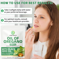 Gélules d'huile de graines noires d'origan sauvage OEM ODM 300/165 mg Carvacrol Thymoquinone 300 gélules Sans gluten Sans soja Sans produits laitiers CAN
