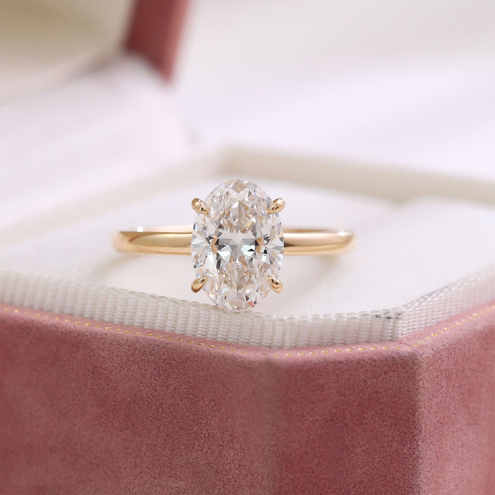 real solid 18K gold lab diamond ring