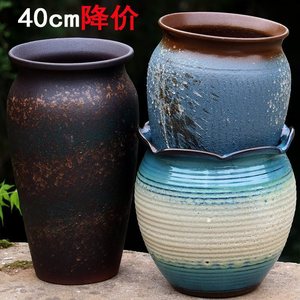 Rough Ceramic Flower Pots 40cm Large Outdoor Planters For Home Gardening Floor <b>Standing</b> Coarse Pottery <b>Vases</b> - Product Image 1