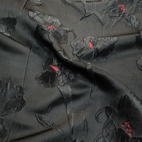 Tissu Jacquard Brocart Noir Tissé à Motifs Floraux, Teint en Fil, Doux, Jacquard Floral 3D, 100% Polyester pour Vêtements JSK-1503