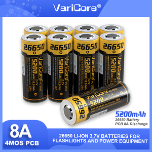 VariCore VC-2652 26650 8A Power Rechargeable Lithium <strong>Battery</strong> <strong>3.7V</strong> 5200mA Suitable for Flashlight PCB protection - Product Image 5