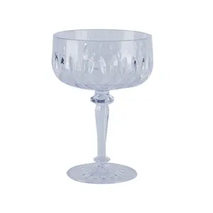Luxury Champagne Coupe Water Goblet Cold Drink Cup Reusable Acrylic Crystal Plastic PS wares