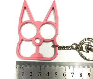 Portable Cute Cat Metal Keyring with Finger Buckle <b>Safety</b> Tool <b>Keychain</b> 2-in-1 Tool - Product Image 5
