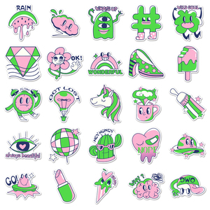 50 autocollants personnalisés originaux tendance, couleur contrastée, graffiti, dessins animés, autocollants découpés en PVC imperméables pour jouets et <span class=keywords><strong>motos</strong></span> - Product Image 3