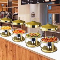 Dernier cri 9 litres suspendu en acier inoxydable pour buffet traiteur chauffe-plats de luxe chauffe-plats rond en or