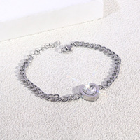 Roestvrij stalen armband goudkleurige kinketting hart kristal bezel armband voor vrouwen Valentijn cadeau mode-sieraden groothandel