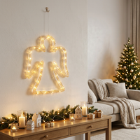 Lampe LED en acrylique motif ange pour fenêtre, suspension décorative féerique pour Noël, fêtes, extérieur et maison