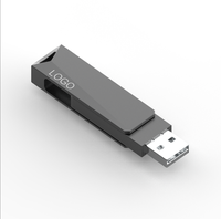 Nouvelle clé USB en métal à double interface pour cadeaux d'affaires, 512 Go, USB 3.0 avec logo personnalisé, gris, vitesse de lecture de 80 Mo/s, garantie de 2 ans