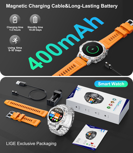 LIGE BW1846 (7 giorni) Smartwatch Android con batteria a lunga durata per uomo, risposta alle chiamate, lettore musicale, dispositivo indossabile, 2 cinturini - Product Image 3