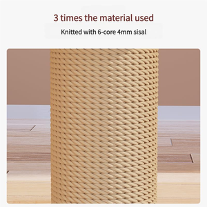Tiang Garukan Kucing Ramah Lingkungan dari Sisal Grosir, Pohon Kucing Tinggi dengan Tali Sisal Tahan Lama, Papan MDF Beige, Mainan Kayu Penggaruk Kucing - Product Image 4