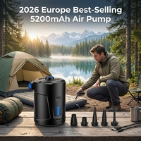 2026 Portable Air Compressor <strong>Electric</strong> 5200mAh Rechargeable Air Pump Outdoor Camping USB Cable Inflator Bed Mattress Plastic
