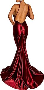 Ultimo abito da sera Sexy modesto da donna con scollo a v canotta rosso di seta grazia modesto magro per abiti da sera da donna - Product Image 2