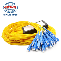 Konektor SC APC Tipe Kotak ABS 1x32 Fiber Optic PLC Splitter Kabel Berkualitas Tinggi Tipe Optical PLC Splitter
