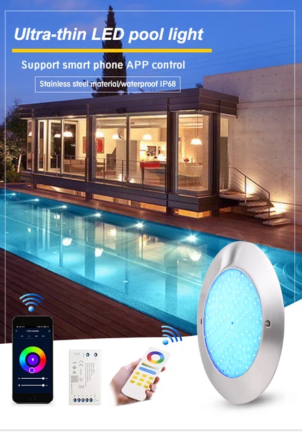 8mm Slim LED Pool Light 10W SS - LED Swimming Pool Light