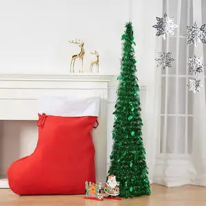 Nicro树收缩可折叠预点亮金属丝树家庭室外花园室内可折叠圣诞主题灯派对装饰