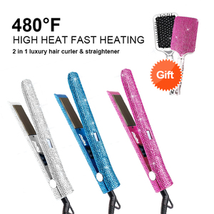 <span class=keywords><strong>Lisseur</strong></span> et bigoudi professionnel en fer plat en titane <span class=keywords><strong>avec</strong></span> écran LCD bling bling en strass pour <span class=keywords><strong>cheveux</strong></span> bouclés droits - Product Image 5