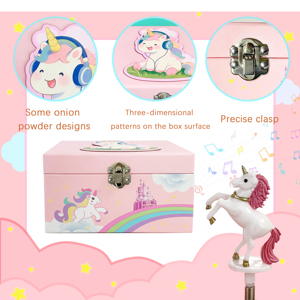 Boîte à musique en papier écologique à manivelle personnalisée avec chanson, boîte de rangement pour bijoux pour enfants, cadeau <span class=keywords><strong>d</strong></span>'anniversaire pour filles - Product Image 3