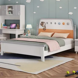 Yüksek kaliteli gençlik çocuk mobilya seti soolid ahşap ve MDF çocuk yatak odası yatak ile çalışma masası