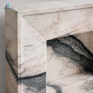 Kit de contour de <span class=keywords><strong>cheminée</strong></span> en <span class=keywords><strong>marbre</strong></span> rose fumé naturel Luca |   <span class=keywords><strong>Cheminée</strong></span> en <span class=keywords><strong>marbre</strong></span> gris noir veiné, à coins mitrés, sur mesure <span class=keywords><strong>pour</strong></span> hôtel et villa - Product Image 4