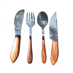 Ensemble de couverts vikings faits à la main en acier au carbone, manche en acier au carbone, DIY, OEM, ustensiles de cuisine et de salle à manger, cadeau rustique unique - Product Image 2