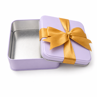 Boîte Cadeau Rectangulaire Personnalisée en Métal Lavande avec Couvercle et Base Deux Pièces pour Biscuits, Bonbons, Thé, Emballage Cadeau, Impression de Logo OEM