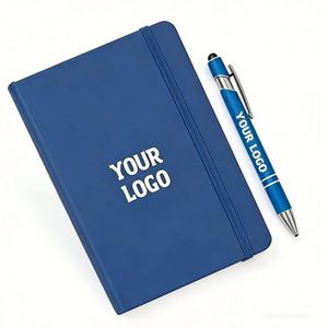 Custom Logo <b>A5</b> PU Leather <b>Notebook</b> 80GSM <b>Lined</b> Lay-Flat Elastic Band Hardcover Office School Journal Thread Sewing - Product Image 1