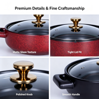 Casserole à induction, marmite à soupe, corps en céramique, couvercle en verre, résistante à la chaleur, antiadhésive, passe au lave-vaisselle, capacité de 6 L, ensemble de casseroles