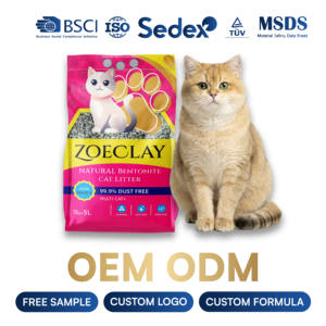 Litière pour chat OEM ODM personnalisable avec logo, parfumée, contrôle longue durée des odeurs, litière en bentonite broyée, sable premium 5kg - Product Image 1