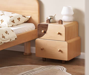 E2022 <strong>Beech</strong> Wood 2 Drawer Cartoon Kid Bedstand Children Nightstand Boy <strong>Bedside</strong> <strong>Table</strong> Girl Night <strong>Tables</strong> - Product Image 6