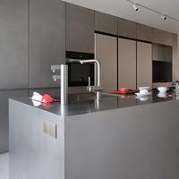 Harga Pabrik Kabinet Dapur Modular Modern Stainless Steel 304 yang Dapat Disesuaikan Set Furnitur Pintar Meja Kerja Laminasi Kaca Mall