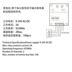 Garaj kapısı alıcısı için DC9V-24V 433mhz iki yönlü bağımsız haddeleme kodu kablosuz anahtarı uyumlu birçok marka uzaktan kumanda - Product Image 6