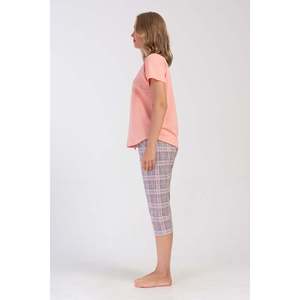 Traje de dormir capri ovalado de manga corta con cuello redondo para mujer - Product Image 3