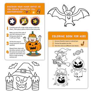 Halloween <span class=keywords><strong>Citrouille</strong></span> Feuille DIY Scratch Art Spiral Kit Vente en gros Artisanat Livre d'activités Enfants Logo personnalisé Papier <span class=keywords><strong>Dessin</strong></span> Jouets Peinture - Product Image 3