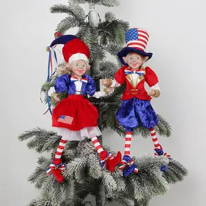 2 Pieces Flexible Christmas Elf Figurine Doll Pendant Toy Xmas Elves For Festival Hanging Decoration