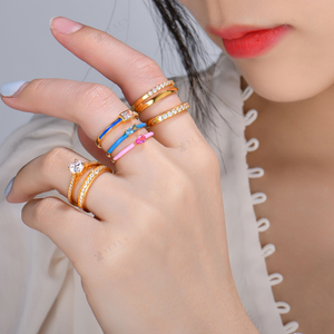 YILUN <span class=keywords><strong>Set</strong></span> di <span class=keywords><strong>Anelli</strong></span> in Argento Sterling 925 per Donna, Stile Minimalista, Impilabili e <span class=keywords><strong>Regolabili</strong></span>, con Smalto Colorato di Lusso - Product Image 6