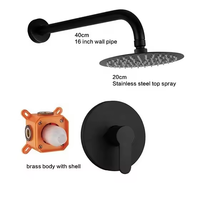 Ensemble de douche mural Tieba 8 pouces en acier inoxydable finition chromée avec jet de pluie, système de salle de bain avec mitigeur monocommande